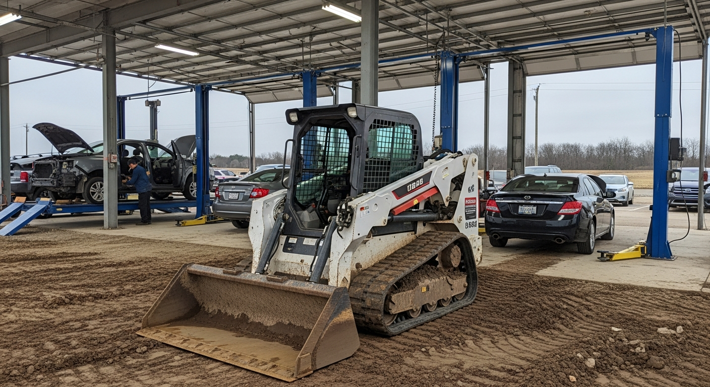 Skid steer being loaded