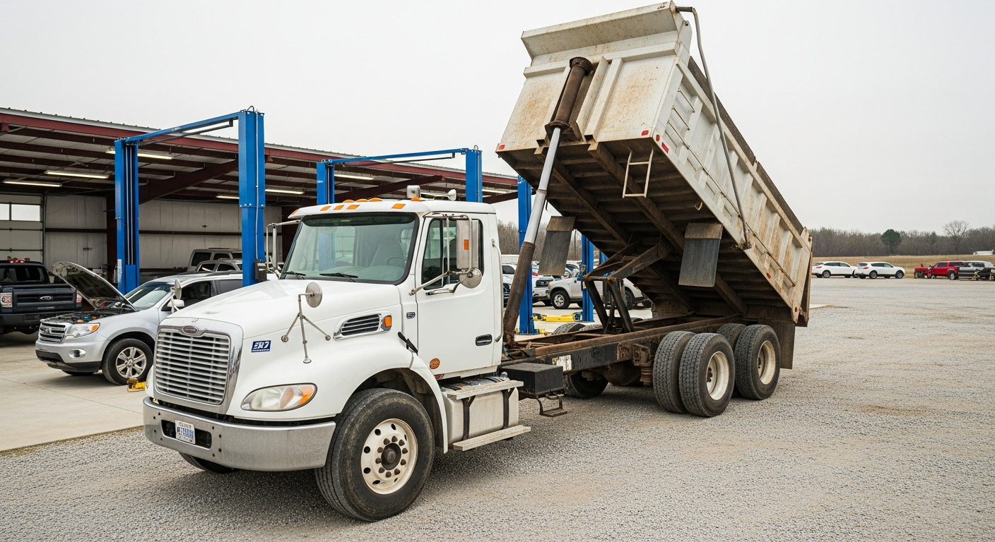 Retired dump truck ready for pickup
