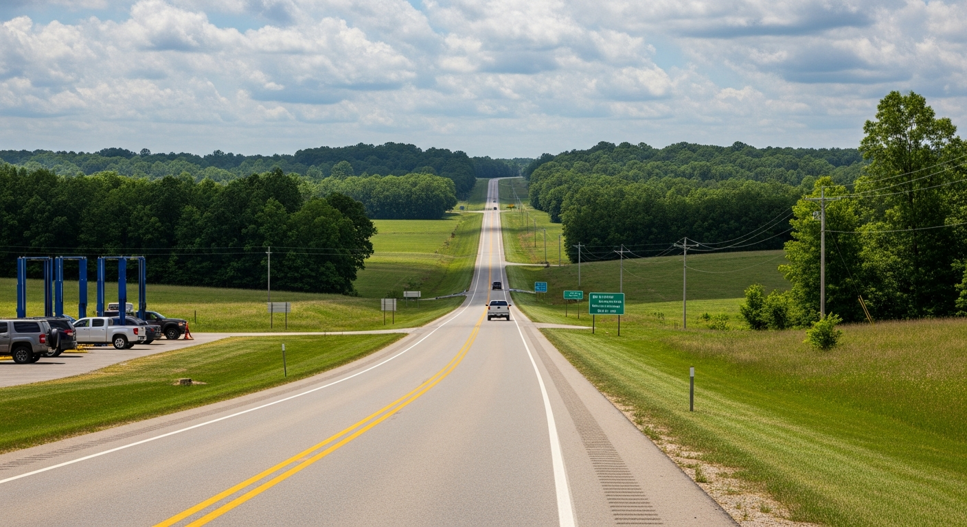 Tow truck on a rural Arkansas highway