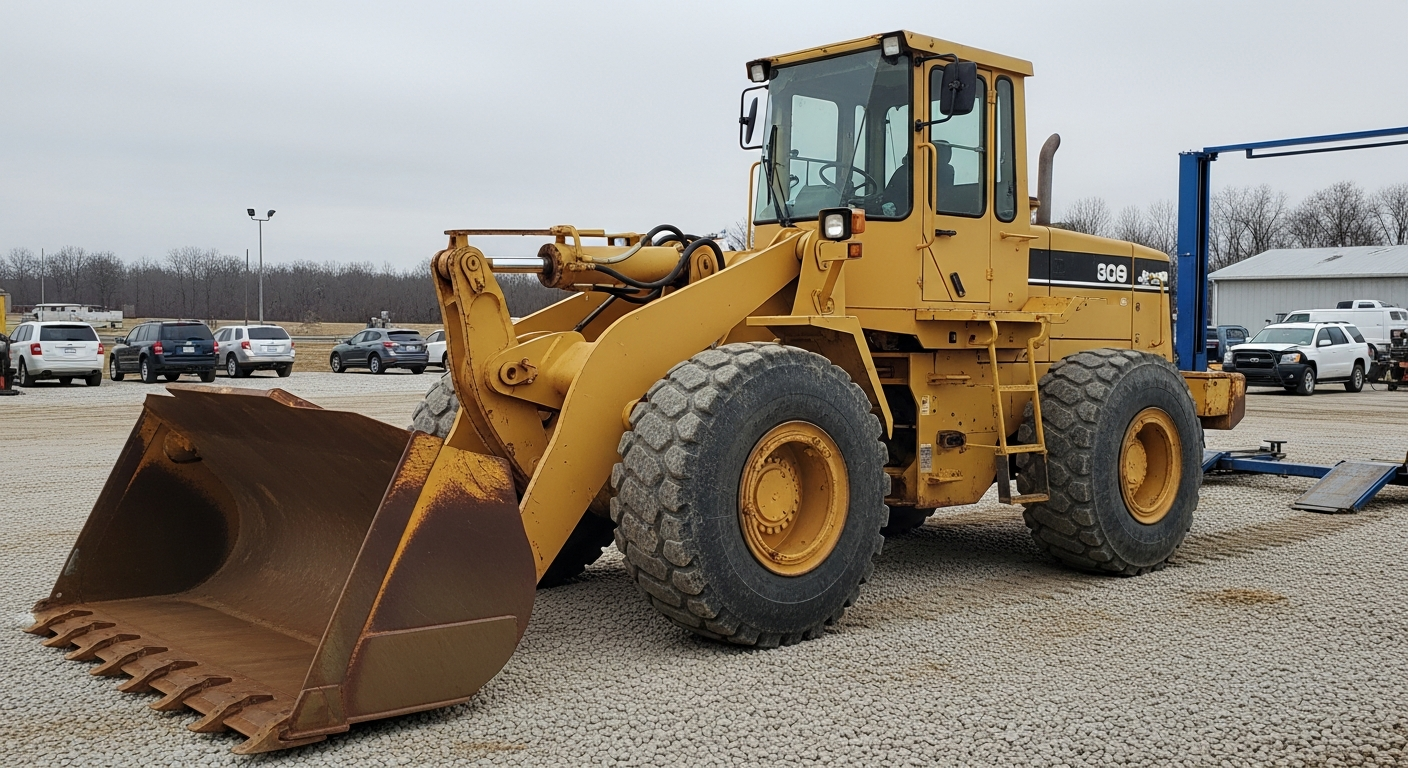 Wheel loader in a construction yard